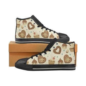 Cake Pattern Men's High Top Shoes Black - Monsterry AU