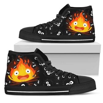 Calcifer Sneakers Howl's Moving Castle High Top Shoes Fan High Top Shoes - Monsterry UK