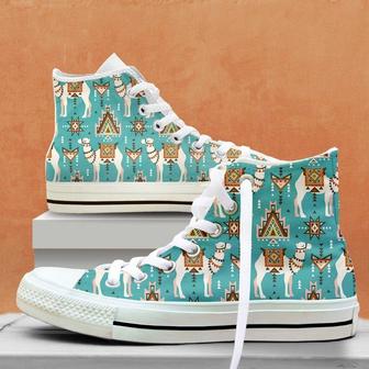 Camels Ethnic Cute Camels Pattern High Top Shoes, Unisex Sneakers, Men And Women High Top Sneakers - Monsterry