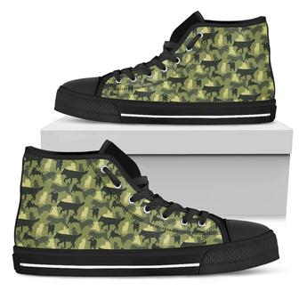 Camouflage Siberian Husky Women's High Top Shoes - Monsterry UK