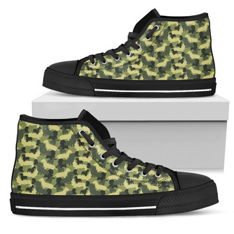 Camouflage Solider Military Dachshund Dog High Top Shoes - Monsterry