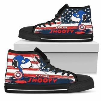 Captain Snoopy Sneakers High Top Shoes American Flag High Top Shoes | Favorety CA