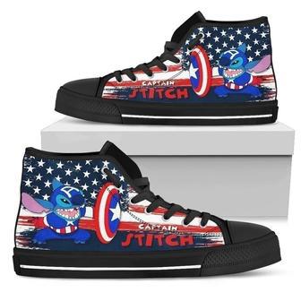 Captain Stitch Sneakers High Top Shoes American Flag High Top Shoes | Favorety