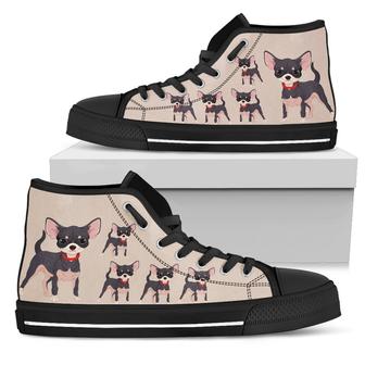 Cartoon Chihuahua Canvas High Top Shoes - Monsterry