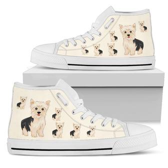 Cartoon Yorkies Canvas High Top Shoes - Monsterry