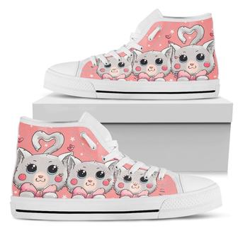 Cat Cute Pink High Top Shoes - Monsterry AU