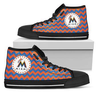 Chevron Broncos Miami Marlins High Top Shoes | Favorety DE