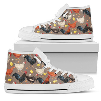 Chicken Evolution Pattern Women High Top Shoes - Monsterry