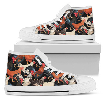 Chicken Print Pattern Women High Top Shoes - Monsterry