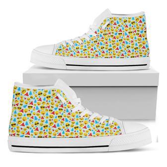 Christmas Emoji Pattern Print White High Top Shoes | Favorety DE