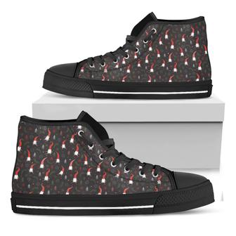 Christmas Gnomes Pattern Print Black High Top Shoes - Monsterry CA