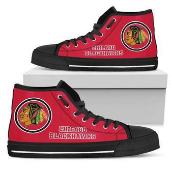 Circle Logo Chicago Blackhawks High Top Shoes | Favorety