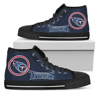 Circle Logo Tennessee Titans High Top Shoes | Favorety