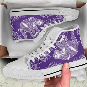 Climber Sloth Purple High Top Shoes - Monsterry