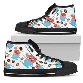 Coffee Dachshund Fabric Pattern High Top Shoes - Monsterry AU