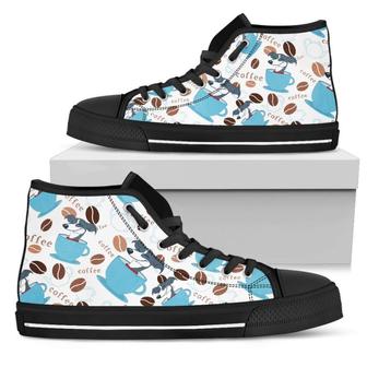 Coffee Greyhound Fabric Pattern High Top Shoes - Monsterry