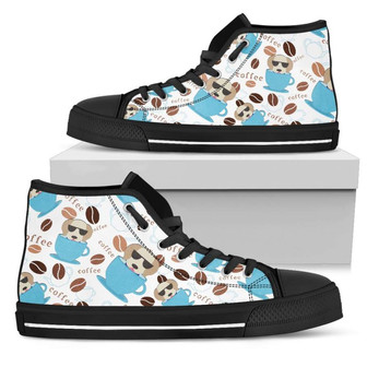 Coffee Labrador Fabric Pattern High Top Shoes - Monsterry