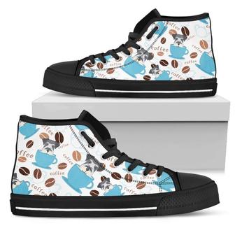 Coffee Schnauzer Fabric Pattern High Top Shoes - Monsterry AU