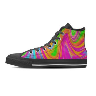 Colorful Abstract Paint Men's High Top Shoes - Monsterry AU