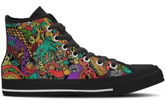 Colorful Chaos High Top Canvas Shoes - Monsterry AU
