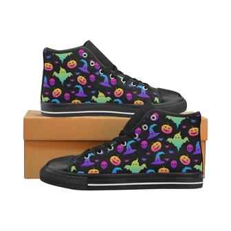 Colorful halloween background Men's High Top Shoes Black - Monsterry