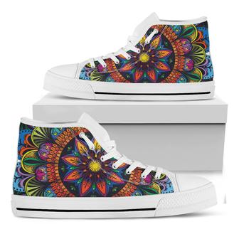 Colorful Mandala Print White High Top Shoes - Monsterry DE