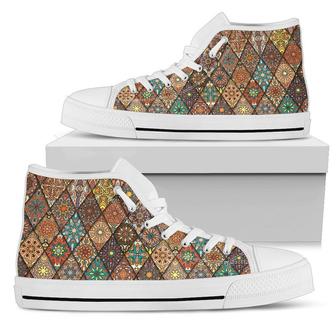Colorful Patterns High Tops For Women Canvas Shoes White Sneakers High Tops, Sneakers, Colorful - Monsterry