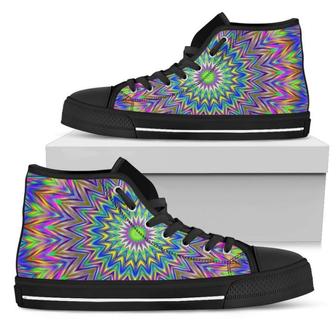 Colorful Psychedelic Optical Illusion Men's High Top Shoes - Monsterry AU