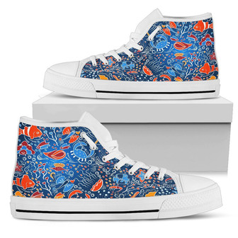 Coral Life Canvas High Top Shoes - Monsterry