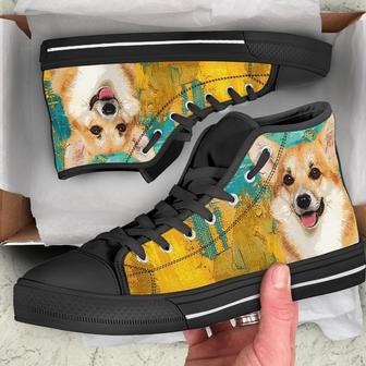Corgi Dog Sneakers Colorful High Top Shoes - Monsterry DE