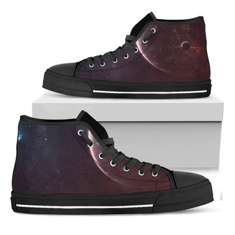 Cosmic Space Print Black High Top Shoes - Monsterry