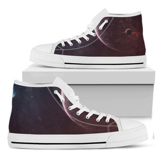 Cosmic Space Print White High Top Shoes - Monsterry