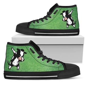 Cow Dabbing Green High Top Shoes - Monsterry AU