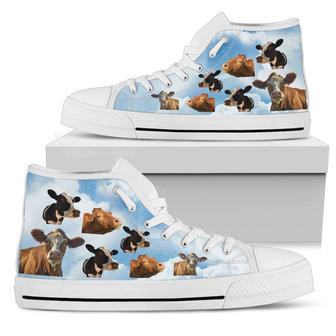 Cow Sky Canvas High Top Shoes - Monsterry UK
