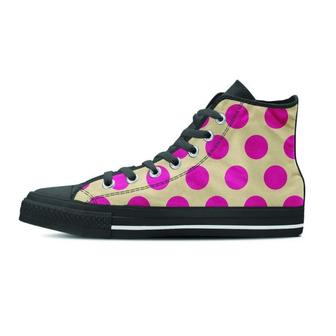 Cream And Pink Polka Dot Men's High Top Shoes - Monsterry AU