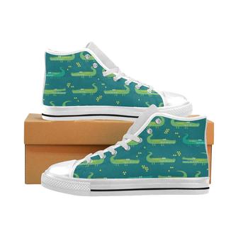 Crocodile pattern Men's High Top Shoes White - Monsterry CA