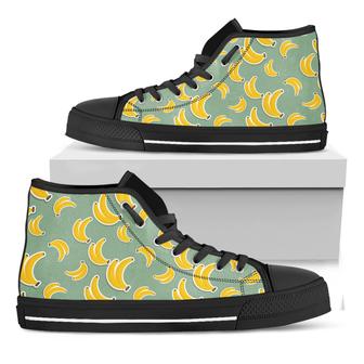 Cute Banana Pattern Print Black High Top Shoes - Monsterry CA