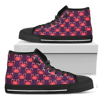Cute Crab Pattern Print Black High Top Shoes - Monsterry