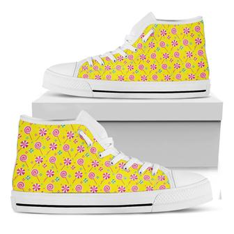 Cute Lollipop Pattern Print White High Top Shoes - Monsterry UK