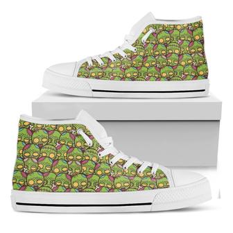 Cute Zombie Pattern Print White High Top Shoes - Monsterry