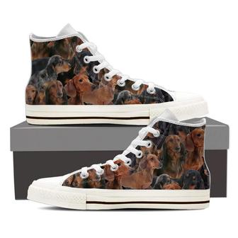 Dachshund Collage Canvas High Top Shoes Mens - Monsterry