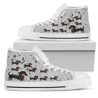 Dachshund Grey Canvas High Top Shoes - Monsterry UK