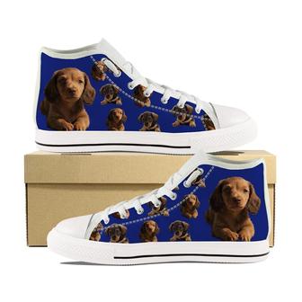 Dachshund Puppy Canvas High Top Shoes - Monsterry UK