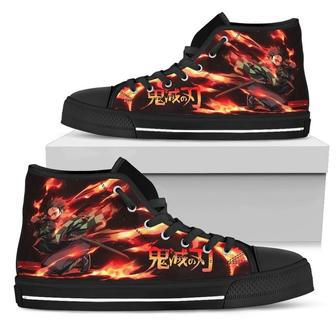 Demon Slayer Shoes Tanjiro High Top Sneakers Anime Fan High Top Shoes | Favorety