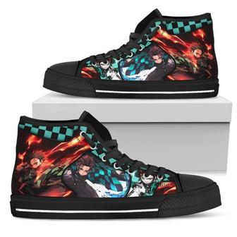 Demon Slayer Sneakers Tanjiro High Top Shoes Anime Fan High Top Shoes | Favorety AU