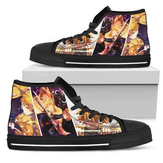 Demon Slayer Sneakers Zenitsu High Top Shoes Anime Fan High Top Shoes | Favorety