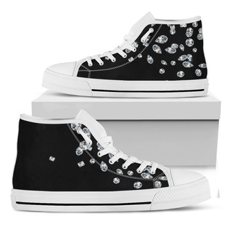 Diamond Gems Print White High Top Shoes - Monsterry