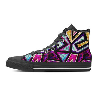 Diamond Geometric Women's High Top Shoes - Monsterry