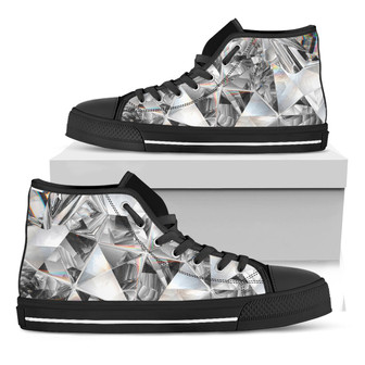 Diamond Texture Print Black High Top Shoes - Monsterry