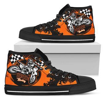 Dirt Bike Racing High Top Shoes Orange - Monsterry